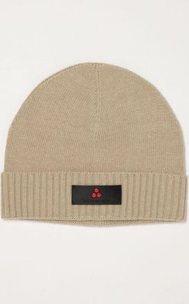 Peuterey Berretto beanie in misto lana e cashmere con risvolto e patch logo
