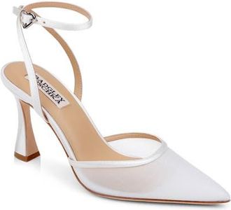 Badgley Mischka Yordan Ankle Strap Pump in White Satin at Nordstrom, Size 6.5