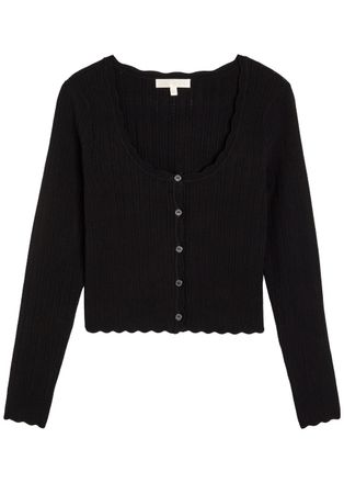 LoveShackFancy Loveshackfancy Martti Pointelle Knit Cardigan - Black - S (UK8-10 / S)