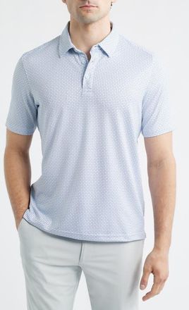 Johnston & Murphy XC Apex Performance Polo in White/Light Blue Dash Dot at Nordstrom, Size Xx-Large