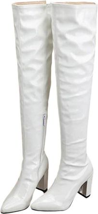 Generic Womens Over Knee Boots Toe Zipper Square Heel Thick Heel Casual Winter Long Boot