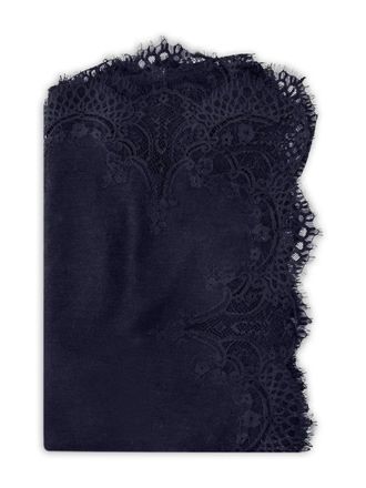Janavi India lace-trimmed scarf - women - Wool - One Size - Blue