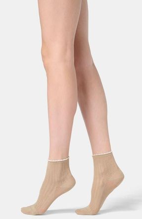 Orobl&ugrave; Ajour Cotton Blend Pointelle Ankle Socks in Sand at Nordstrom