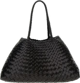 Dragon Diffusion Black Santa Croce Woven Leather Tote Bag