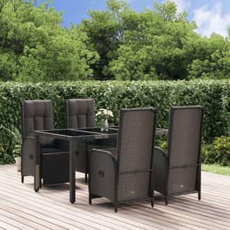 vidaXL Set De Muebles Jard&iacute;n 5 Pzas Con Cojines Rat&aacute;n Sint&eacute;tico Negro Vidaxl