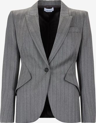 Alexander McQueen Taillierer Blazer aus Fischgrat-Wolle T-Bar