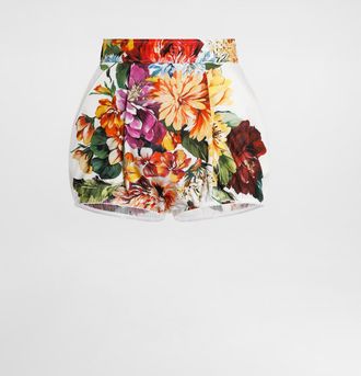 Dolce & Gabbana Bouquet-print Poplin Shorts - Woman Pants And Shorts Print 36