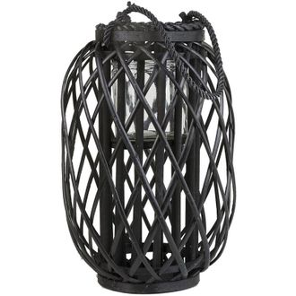 Beliani Beliani - Linterna Decorativa De Madera Negra 40 Cm Adorno Farol Candelero Mauritius