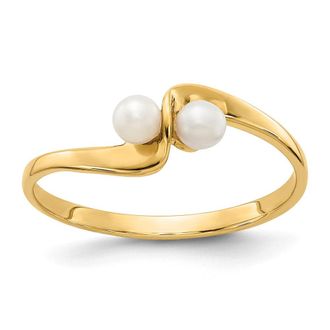 Diamond2Deal 14k Yellow Gold 3mm FW Cultured Pearl Ring