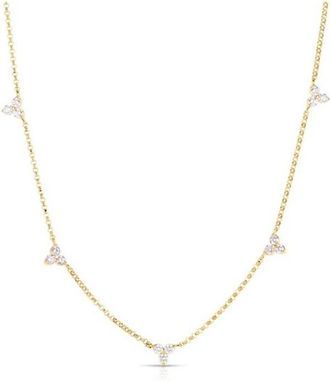 Roberto Coin Diamond Flower Five Station Necklace - 7773261AY17X