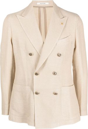Tagliatore double-breasted peak-lapels blazer - men - Linen/Flax/Cotton/Viscose/Cupro - 52 - Neutrals