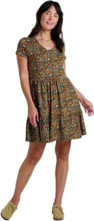 Toad & Co Marley Tiered Short Sleeve Dress in Black Ditsy Print at Nordstrom, Size X-Small
