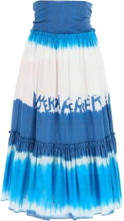 Alberta Ferretti Blue Cotton Midi Womens Skirt