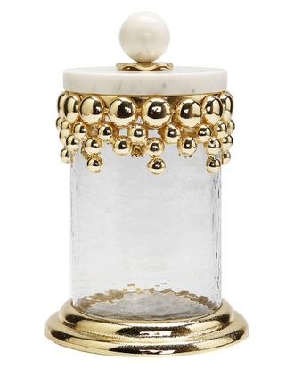 Alice Pazkus Hammered Glass Canisters With Marble Lid