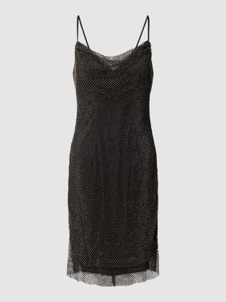 Luxuar Luxuar Knielanges Cocktailkleid aus Netzstoff mit Glitzer in Black, Gr&ouml;&szlig;e 32
