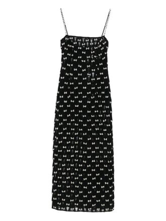 Nissa bow-embellished midi dress - Black