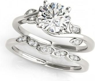 Allurez Bypass Floral Lab Grown Diamond Bridal Set 18k White Gold (2.05ct)