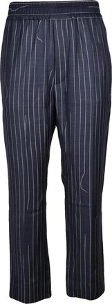 Vivienne Westwood Tapered Wool Trousers with High Elasticated Waist and Pinstripe Detail