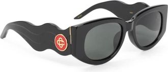 Casablanca Accessoires, Heren, Zwart, ONE Size, Zwart Geel Ovaal Golf Zonnebril