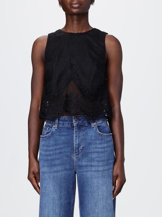 Twinset Top smanicato Twinset in lino e pizzo