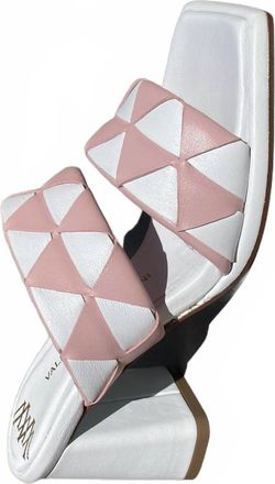 Valentina Rangoni Womens Luppolo Geometric Block Sandals In Pink & White