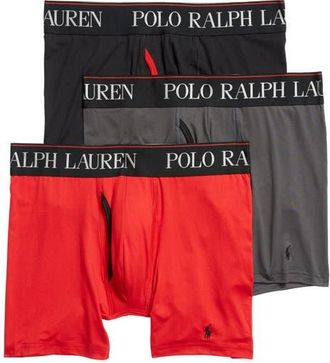 Polo Ralph Lauren 4D 3-Pack Boxer Briefs in Charcoal/Red/Black at Nordstrom, Size X-Large
