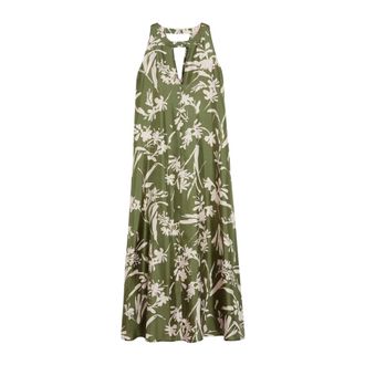 Pennyblack Midi Dresses, female, Green, Size: 2XS Midi Dress in Floral Silk Twill