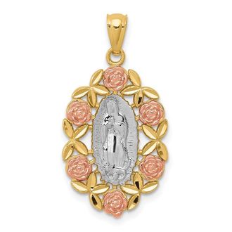 Diamond2Deal 14k Two-tone Gold White Rhodium Guadalupe Pendant