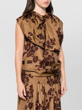 Uma Wang floral print draped sleeveless midi dress