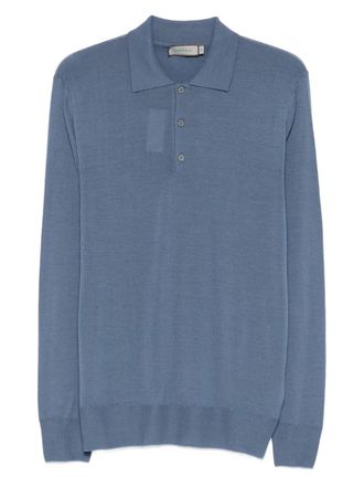 Canali Button-up poloshirt - Blauw