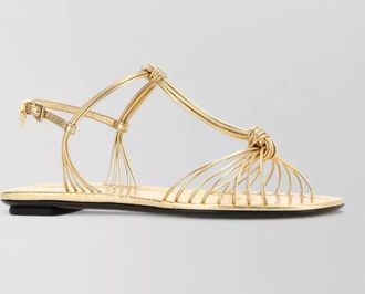 Prada leather sandals flat sole open toe strappy
