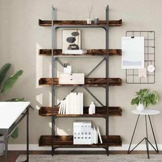 Berkfield Home Decorative Bookcase 5-Tier Smoked Oak 100x33x180.5 cm Engineered Wood in Brown
