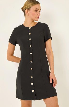 DUSK Ribbed Texture Buttoned Dress