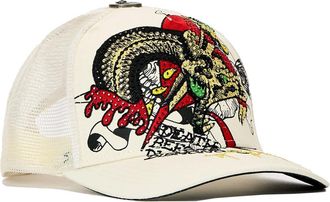 Ed Hardy Trucker Hat, Ivory, One size