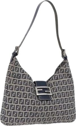 Fendi Pre-owned Zucchino Canvas Shoulder Bag - Dames - Vintage Schoudertas - Blauw - ONE Size - Vintage
