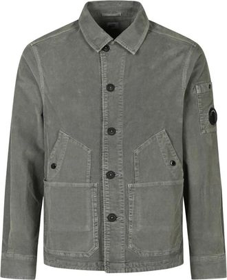 C.P. Company Blazer in Corduroy con Lente a Bottone - - Jackets - Uomo - Grigio - L