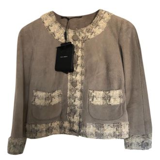 Dolce & Gabbana Lambskin & Tweed Short Jacket Size S