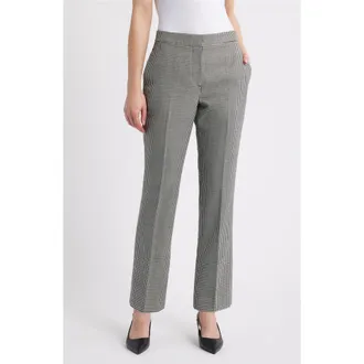 Elie Tahari The Greta Wool Blend Check Pants in Black And White Check at Nordstrom Rack, Size 10