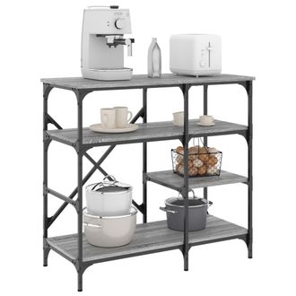 vidaXL Vidaxl - Estanter&iacute;a De Cocina Madera Ingenier&iacute;a Metal Gris 90x40x84 Cm