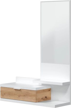 HOGAR 24 Recibidor 1 caj&oacute;n y espejo blanco artik y roble nodi
