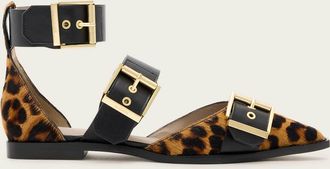 AllSaints Womens Cow Leather Sutton Leopard Print Pointed Toe Shoes, Size: UK 4/ US 7/ EU 37