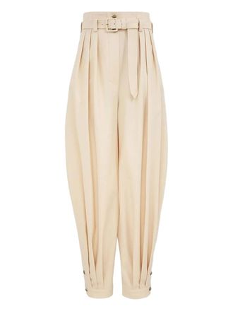 Zimmermann belted pleated pants - women - Viscose/Polyester - 3 - Neutrals