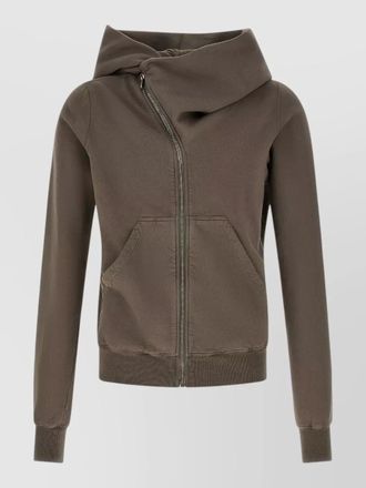 Rick Owens cotton asymmetric zip hooded jacket