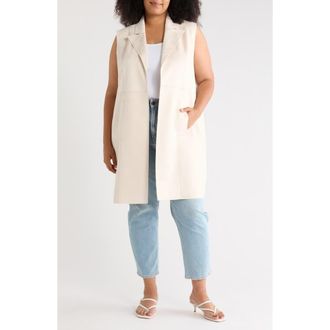 Magaschoni Faux Suede Notch Lapel Vest in Ecru at Nordstrom Rack, Size 3X