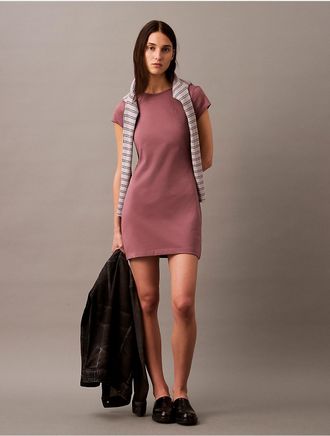 Calvin Klein Jeans Calvin Klein Womens Archive Logo Baby T-Shirt Dress - Pink - XS