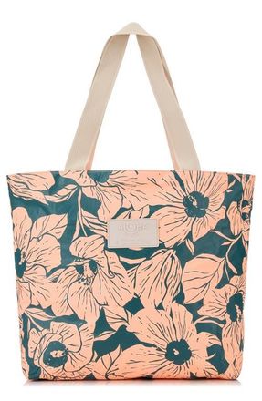 Aloha Collection Day Tripper Flor Del Mar Water Resistant Tyvek Tote in Dark Teal/Peachy at Nordstrom
