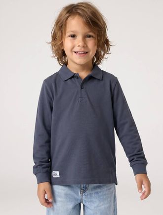 Vertbaudet 2er-Pack Jungen Poloshirts mit langen &Auml;rmeln schieferblau