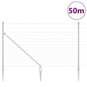 Berkfield Home Modern Field Fence 1.4x50 m Galvanised Steel in Silver
