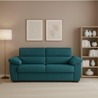 Dmora Sof&aacute; Fijo 2 Plazas Pisogne, Desenfundable, Hidr&oacute;fugo Made In Italy, Lavable, 185x95x100h Cm Azul