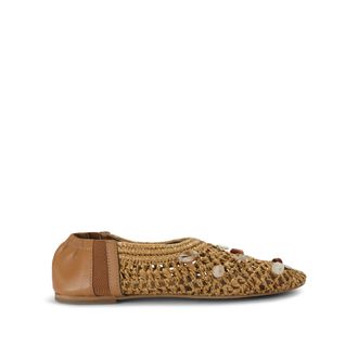 Steve Madden Womens Leather Meela Charm Ballet Flats - Beige - Size UK 6